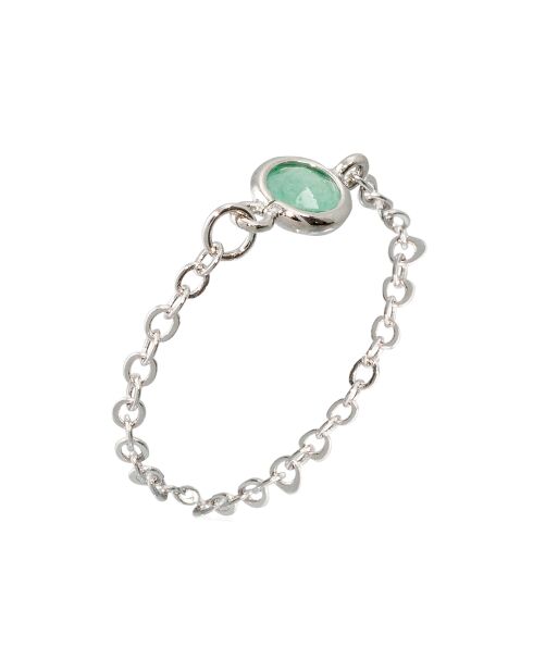 Bague Léa Aventurine en laiton argenté