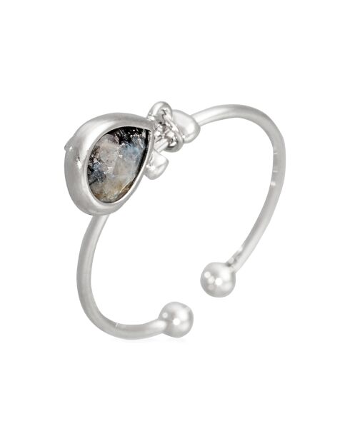 Bague ajustable Louise Labradorite en laiton argenté