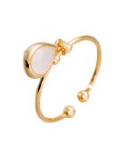 Anillo ajustable Louise Quartz en latón dorado