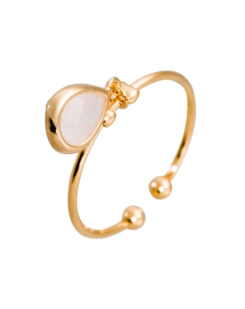 Anillo ajustable Louise Quartz en latón dorado
