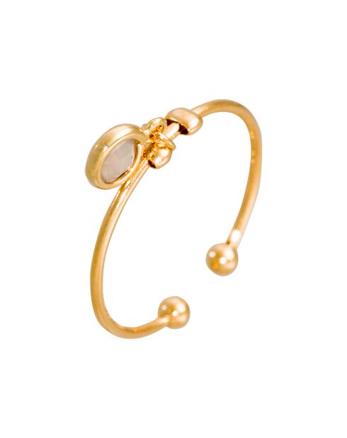 Bague ajustable Norah Agate en laiton doré
