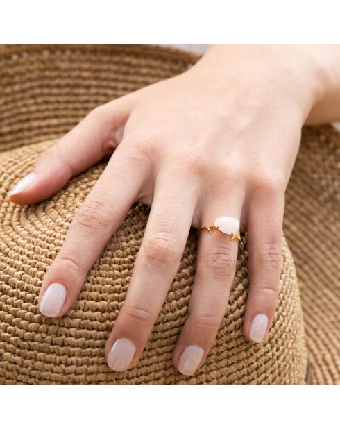 Bague Lily Quartz en laiton doré