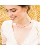 Collier Elisa Jade Rouge en laiton doré