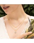 Collier Ariane Labradorite & Pierre de Lune en laiton doré