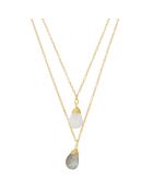 Collier Ariane Labradorite & Pierre de Lune en laiton doré