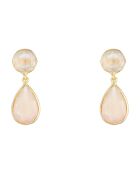 Orecchini Celia Quartz & Chalcedony in ottone dorato