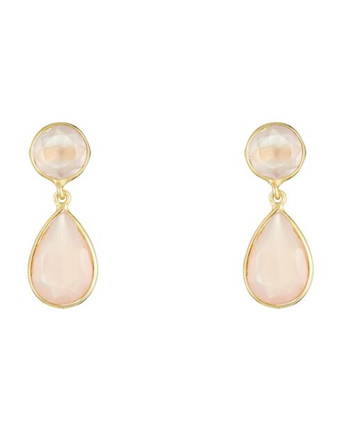 Orecchini Celia Quartz & Chalcedony in ottone dorato