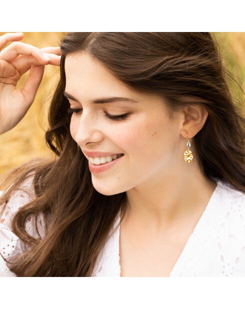 Boucles d'oreilles Olivia Topaze en laiton doré