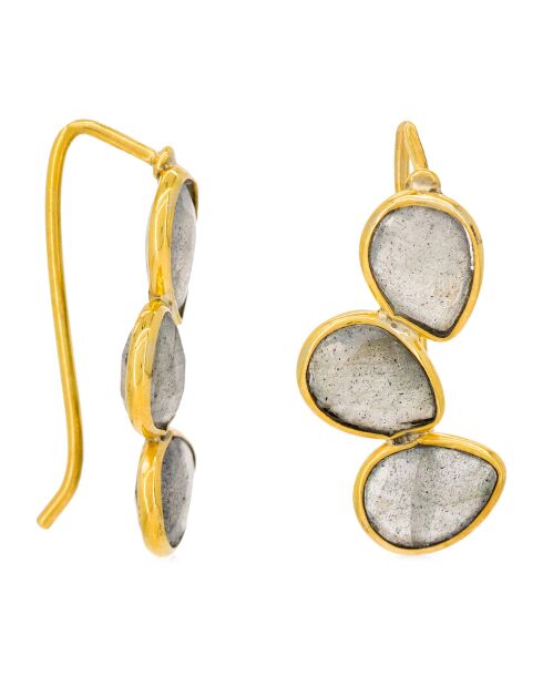 Boucles d'oreilles Vicky Labradorite en laiton doré