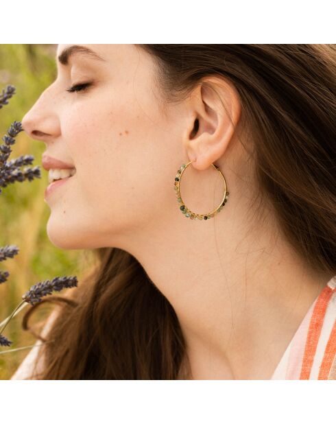 Boucles d'oreilles Malis Agate en laiton doré
