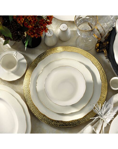 Service de table en Porcelaine blanc/doré - 83 pièces