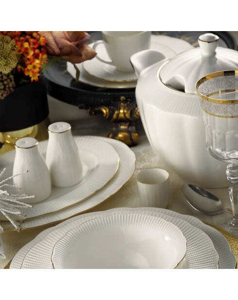 Service de table en Porcelaine blanc/doré - 83 pièces