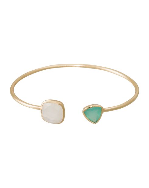 Bracciale rigido Talia Moonstone & Aqua Calci in ottone dorato