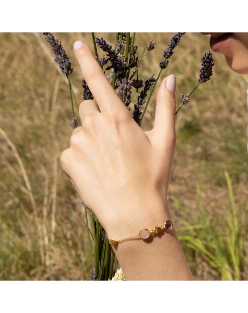 Bracelet Augustine Quartz, Aqua Calci & Améthyste en laiton doré