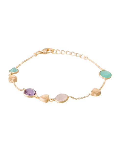 Bracelet Augustine Quartz, Aqua Calci & Améthyste en laiton doré