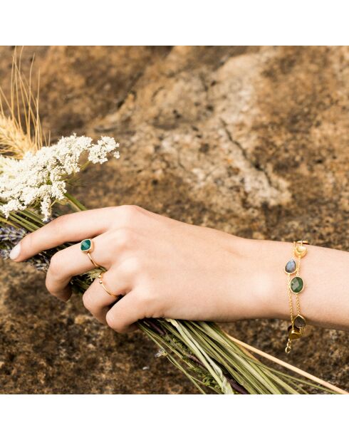 Bracelet Théa Labradorite & Aventurine en laiton doré