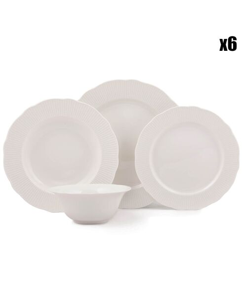 Service de table en Porcelaine blanc - 24 pièces