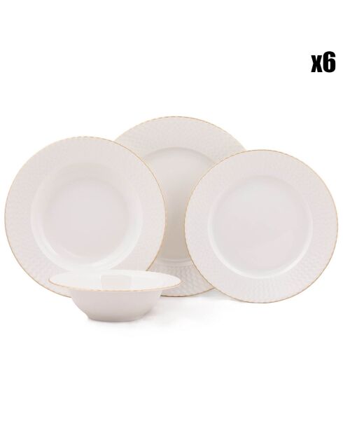 Service de table en Porcelaine blanc/doré - 24 pièces