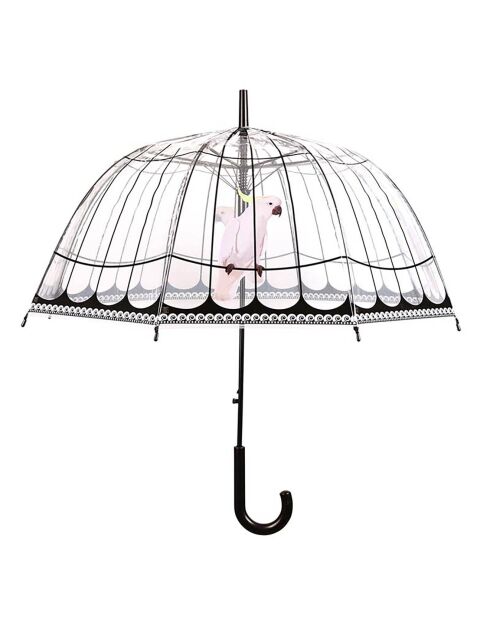 Parapluie cloche solide imprimé cage oiseaux transparent