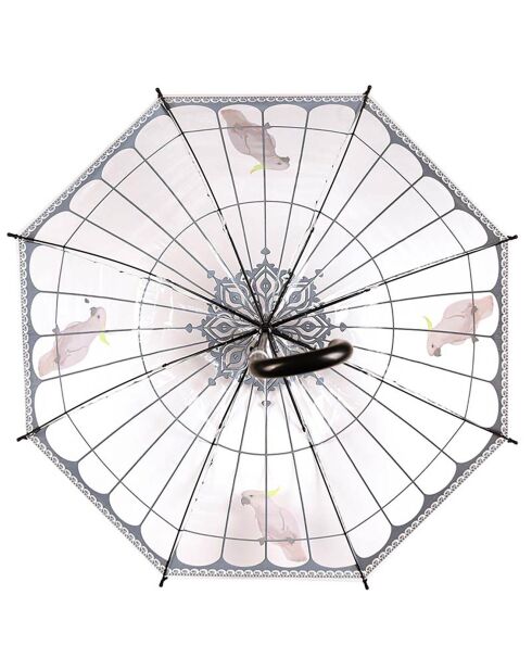 Parapluie cloche solide imprimé cage oiseaux transparent