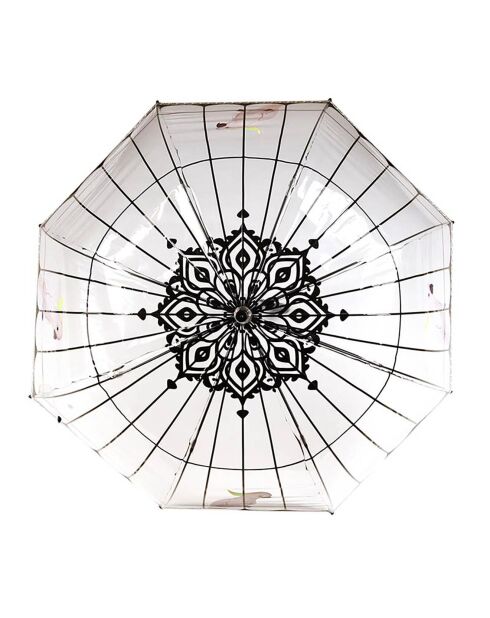 Parapluie cloche solide imprimé cage oiseaux transparent