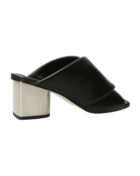 Mules en Cuir noires Talon 6 cm