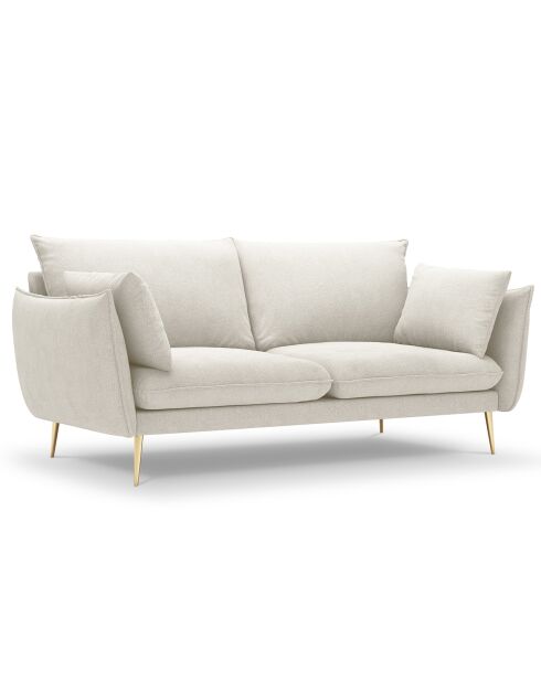 Canapé velours Elio beige clair - 198x100x97 cm