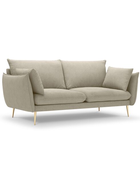 Canapé velours Elio beige - 198x100x97 cm