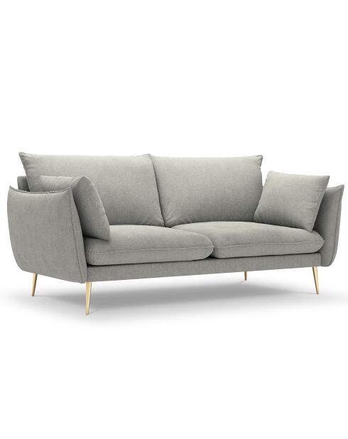 Canapé velours Elio gris clair - 198x100x97 cm
