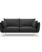 Canapé velours Elio gris foncé - 198x100x97 cm