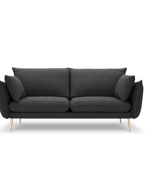Canapé velours Elio gris foncé - 198x100x97 cm