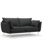 Canapé velours Elio gris foncé - 198x100x97 cm