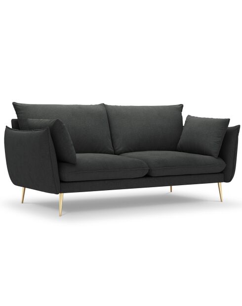 Canapé velours Elio gris foncé - 198x100x97 cm