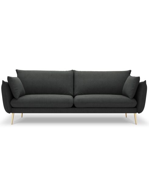 Canapé velours Elio gris foncé - 228x100x97 cm