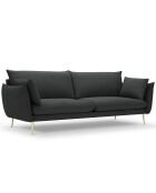 Canapé velours Elio gris foncé - 228x100x97 cm