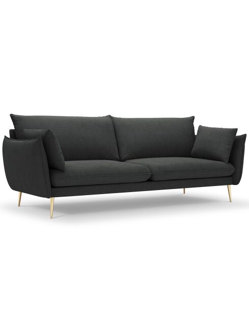 Canapé velours Elio gris foncé - 228x100x97 cm