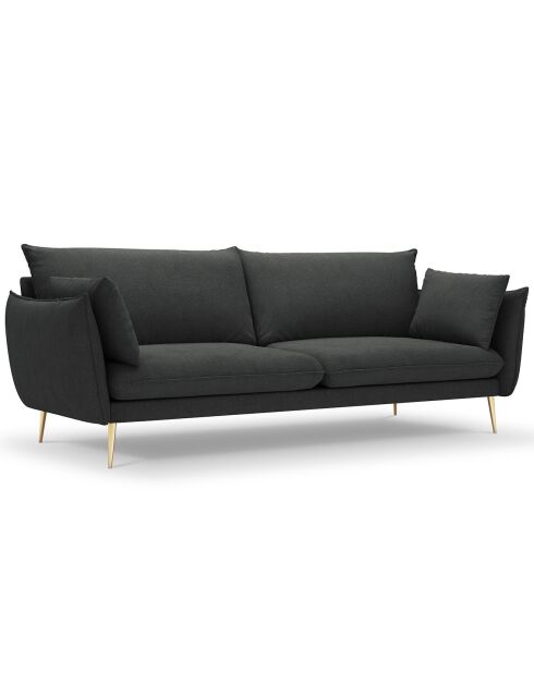 Canapé velours Elio gris foncé - 228x100x97 cm
