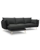 Canapé d'angle gauche velours elio gris foncé - 251x170x97 cm