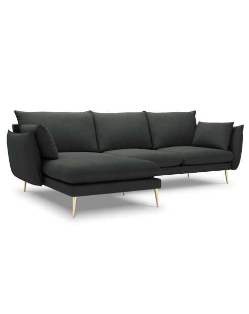 Canapé d'angle gauche velours elio gris foncé - 251x170x97 cm