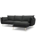 Canapé d'angle droit velours elio gris foncé - 251x170x97 cm