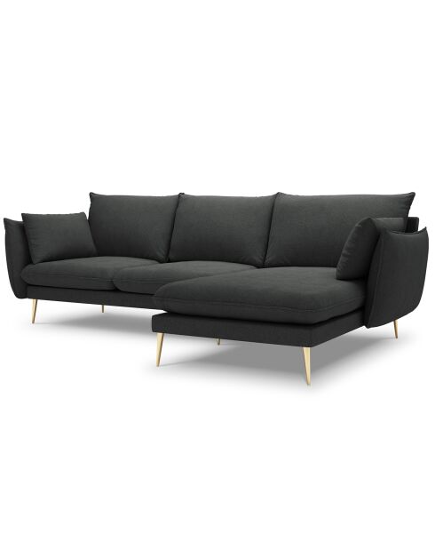 Canapé d'angle droit velours elio gris foncé - 251x170x97 cm