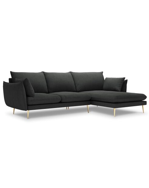 Canapé d'angle droit velours elio gris foncé - 251x170x97 cm