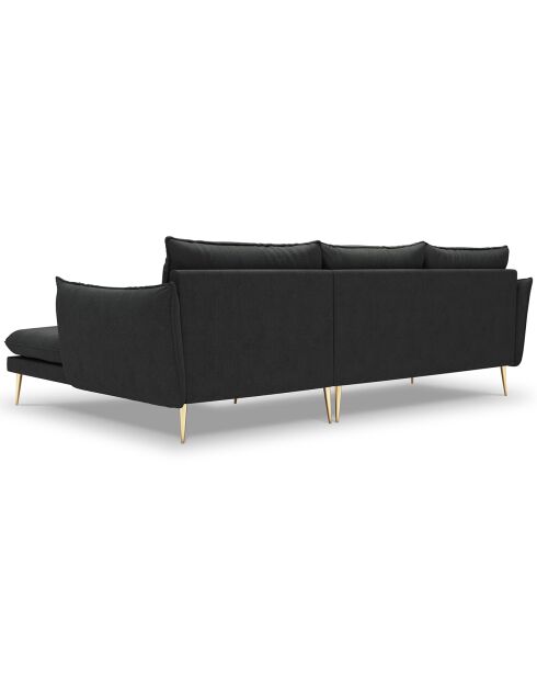 Canapé d'angle droit velours elio gris foncé - 251x170x97 cm