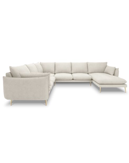 Canapé d'angle gauche panoramique Elio beige clair - 337x244x95 cm