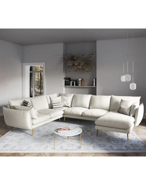 Canapé d'angle gauche panoramique Elio beige clair - 337x244x95 cm