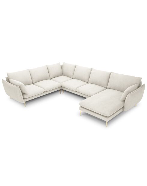 Canapé d'angle gauche panoramique Elio beige clair - 337x244x95 cm