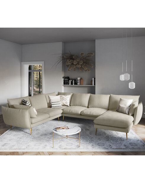 Canapé d'angle gauche panoramique Elio beige - 337x244x95 cm