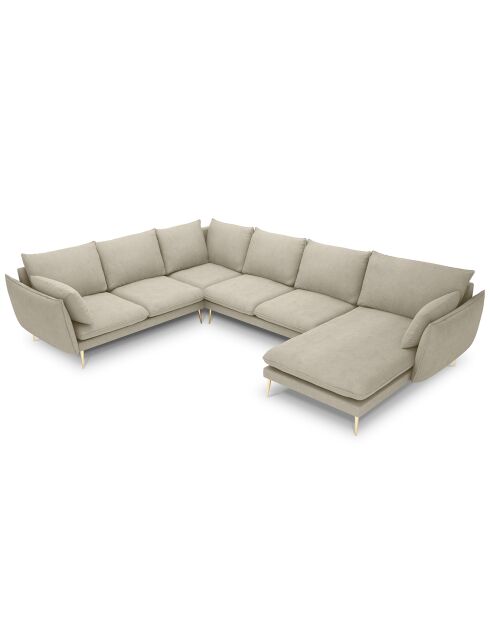 Canapé d'angle gauche panoramique Elio beige - 337x244x95 cm