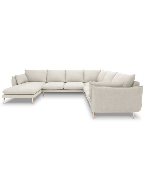 Canapé d'angle droit panoramique Elio beige clair - 337x244x95 cm