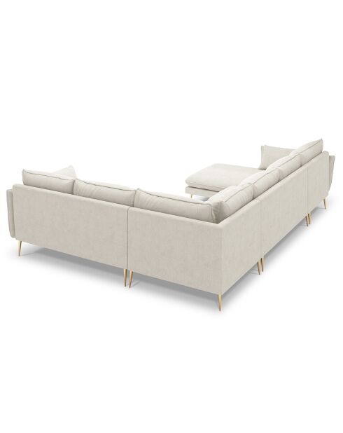 Canapé d'angle droit panoramique Elio beige clair - 337x244x95 cm